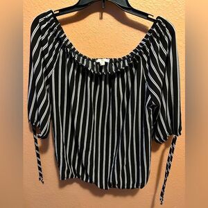 Charming Charlie Black and white striped top